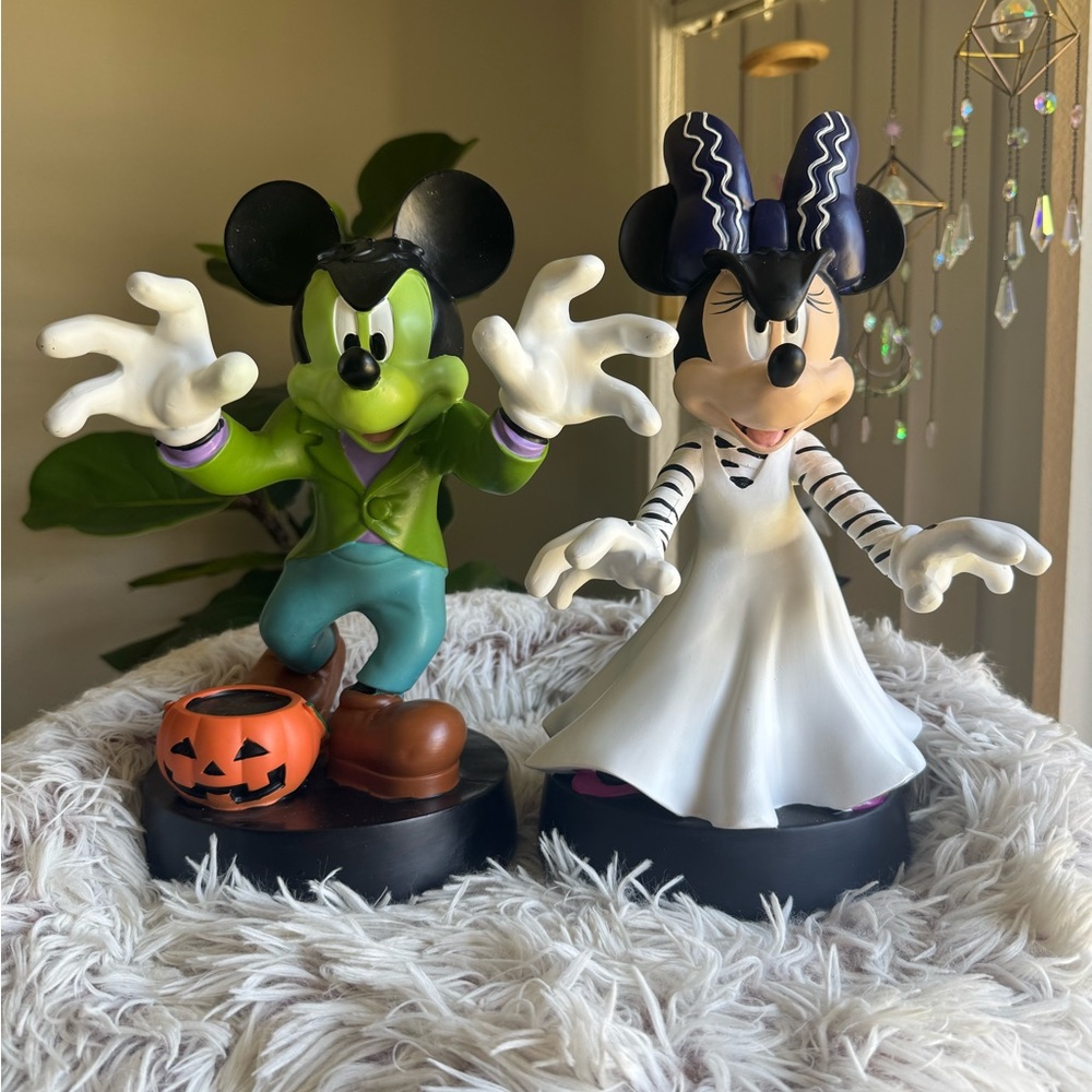 Halloween Disney Mickey Frankenstein & Minnie Mouse Bride Figurines